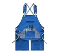 Work Apron Split-leg Apron Cross-Back Canvas Aprons with Pockets for Woodwork Hair Stylist Cooking Gardening,One Size,Blue (Blue One Size)