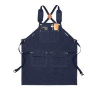 Work Apron, Waxed Canvas, Blue Black, Cooking Apron, Workshop Aprons Cross Strap, Waterproof Fit, Ideal Use For Kitchen, Carpentry, Woodworking
