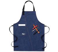 Work Apron with Pockets, Work Apron Canvas Apron Workshop Tool Apron with Adjustable Straps for Barber,Kitchen,Gardener,Cafeshop (Color : Blue, Size : X-Large) (Color : Blue, Size : X-Large)