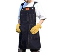 Work Aprons for Men Women with Pockets, Canvas Cross Back Heavy Duty Adjustable Apron for Garden Art Painting,One Size,Blue (Black One Size)