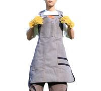 Work Aprons for Men Women with Pockets, Canvas Cross Back Heavy Duty Adjustable Apron for Garden Art Painting,One Size,Blue (Grey One Size)