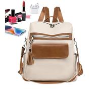 Work Bag for Women - Laptop Bag 34 x 16 x 35 cm, College Backpack | Hanging Accent with Functional Zipper, Versatile Storage Solution, Comfortable Straps for Women, beige, Consulte la descripción