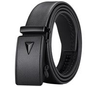 Work Belts for Men Slide Ratchet Belt PU Leather Automatic Buckle Adjustable Casual Dress Belt 68-1Black 120cm