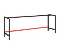 vidaXL Work Bench Frame – Heavy-Duty Metal, Pre-Drilled, Reinforced, 220x57x79 cm, Matte Black/Red