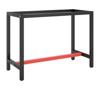 vidaXL Work Bench Frame Matte Black and Matte Red 110x50x79 cm Metal