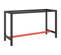 vidaXL Work Bench Frame Matte Black and Matte Red Metal Table Bracket Base