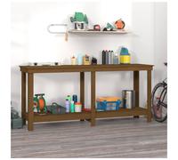 Work Bench Solid Pine Wood Honey Brown 180x50x80cm Sturdy Storage Shelf Indoor