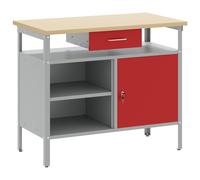 Work Bench with Drawer with Shelf Engineered Wood and Steel Workbench vidaXL