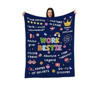 Work Bestie Blanket for Office Coworker - Funny Gift Throw with Quote Highlights for Partner in Crime and Gossip Buddy - Appreciation Blanket for Colleague Friendship and Workplace Laughs