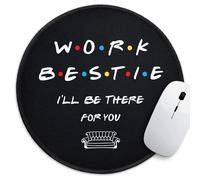 Work Besties Round Mouse Pad, Stitched Edge Non-Slip Rubber Base Office Gift