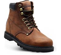 Work Boots for Men Soft Toe - 6inch Leather Boots for Construction Rubber Sole Working botas de trabajo para hombre, “Tank” Workboots, Darkbrown, 6.5 UK