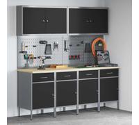 Work Cabinet 200x55x200cm Black Eng wood & Steel Industrial 4 Drawers 690kg Lock