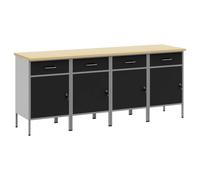 Work Cabinet Set Manual Powder-Coated Steel and Engineered Wood Tool vidaXL