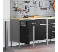 Work Cabinet Black Grey Engineered Wood & Steel 100x55x85cm 2 Drawers Industrial