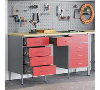 Work Cabinet Red 100x55x85cm Engineered Wood & Steel 2 Drawer Lockers Industrial