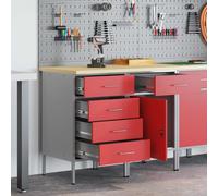 Work Cabinet Red Engineered Wood & Steel 100x55x85cm 2 Drawers Lockable Workshop