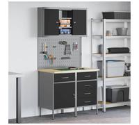 Work Cabinet Set Manual Powder-Coated Steel and Engineered Wood Storage vidaXL