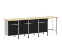 Work Cabinet Set Manual Powder-Coated Steel and Engineered Wood Tool vidaXL