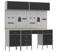 Work Cabinet Set Manual Powder-Coated Steel and Engineered Wood Storage vidaXL