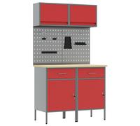 Work Cabinet Set Manual Powder-Coated Steel and Engineered Wood Storage vidaXL