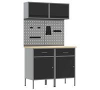 Work Cabinet Set Manual Powder-Coated Steel and Engineered Wood Storage vidaXL