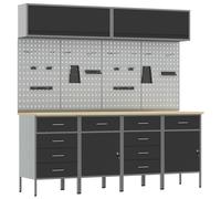 Work Cabinet Set Manual Powder-Coated Steel and Engineered Wood Storage vidaXL