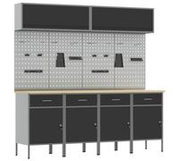 Work Cabinet Set Manual Powder-Coated Steel and Engineered Wood Storage vidaXL
