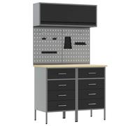Work Cabinet Set Manual Powder-Coated Steel and Engineered Wood Storage vidaXL