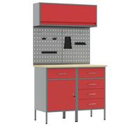 Work Cabinet Set Manual Powder-Coated Steel and Engineered Wood Storage vidaXL