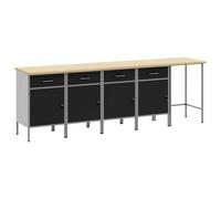 Work Cabinet Set Manual Powder-Coated Steel and Engineered Wood Tool vidaXL