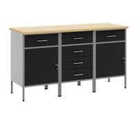 Work Cabinet Set Manual Powder-Coated Steel and Engineered Wood Tool vidaXL
