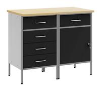 Work Cabinet Set Manual Powder-Coated Steel and Engineered Wood Tool vidaXL