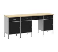 Work Cabinet Set Manual Powder-Coated Steel and Engineered Wood Tool vidaXL