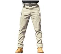 Work Cargo Trousers for Men UK Multi Pockets Workwear Combat Cargo Pants Casual Straight Leg Loose Work Utility Safety Trousers Joggers Hiking Walking Motorbike Golf Trousers (A14 Khaki,L)