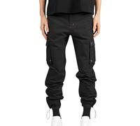 Work Cargo Trousers for Men UK Multi Pockets Workwear Combat Cargo Pants Casual Straight Leg Loose Work Utility Safety Trousers Joggers Hiking Walking Motorbike Golf Trousers (A19 Black,M)