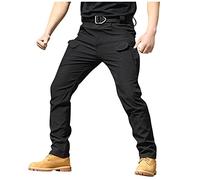 Work Cargo Trousers for Men UK Multi Pockets Workwear Combat Cargo Pants Casual Straight Leg Loose Work Utility Safety Trousers Joggers Hiking Walking Motorbike Golf Trousers (A08 Black,XL)