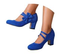 Work Classic Round Toe High Heel for Fall Winter Casual Fashion Floral Dress Shoes White High Heels Plus Size Block Heels Ladies Sandals Party Women Summer Sandals Elegant Chic (Blue, 5)