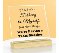 Work Colleague Gifts for Women Men Team Meeting Office Decor Meeting Room Sign Coworker Gifts Meeting Funny Working from Home Sign Acrylic Plaque with Stand Bestie Gifts Employee Gifts