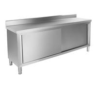 Work Cupboard 200 x 60 cm Upstand 300kg - Work Tables With Cabinet by Royal Catering Silver