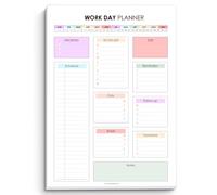 Work Day Planner Notepad | Daily Organizer to Structure Your Day, Boost Productivity, and Get Things Done | Undated and Premium 120gsm Paper | A4 Rainbow