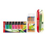 Work From Home Bundle - STABILO BOSS ORIGINAL Highlighter + pointball Ballpoint Pen + GREENgraph Eco-Friendly Graphite Pencil with Eraser - Assorted Colours