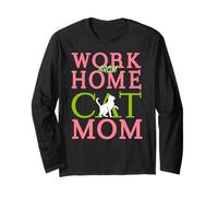 Work from Home Cat Mom Funny Remote Worker Pet Humor Long Sleeve T-Shirt