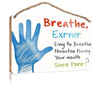 Work from Home Door Sign Breathe, Exrner Limy to Breathe Throaton Tlnimy Your Mouth Soes Hore? Wooded Sign Man Cave Furniture Fall Office Decor