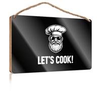 Work From Home Door Sign Let'S Cook! Chef Hat Sunglasses Wooded Sign Man Cave Furniture Fall Office Decor