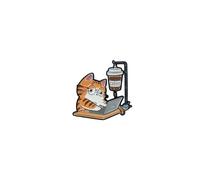 Work From Home Tired Orange Cat Laptop Coffee Enamel Pin, Cozy Working Office Humor Pin Brooch For Remote Worker, Cute Ginger Cat Meme Brooch Badge Gift For Introvert Freelancer Remote Coworker, Funny