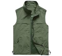 Work Gilet For Men Lightweight Red Waistcoats For Men Loose Large Size Shoulder Vest Breathable Quick Dry Photographer Vest Outdoor Hiking Travelling Recreation Vests With Zipped Pocket In Summer