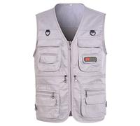 Work Gilet for Men Utility Camouflage Tactical Vest Outdoor Safari Hunting Hiking Vest Fly Fishing Vests Sleeveless Multi Pocket Jacket Zip Up Shooting Waistcoat Fishing Clothing for Men