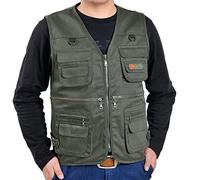 Work Gilet for Men Utility Camouflage Tactical Vest Outdoor Safari Hunting Hiking Vest Fly Fishing Vests Sleeveless Multi Pocket Jacket Zip Up Shooting Waistcoat Fishing Clothing for Men