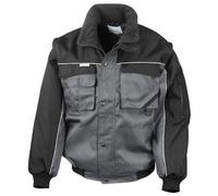 Work-Guard By Result Mens Heavy Duty Zip-Off Sleeves Pilot Jacket Grey/black (M)