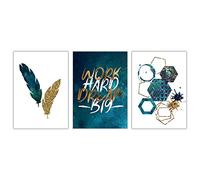 Work Hard Dream Big - Typography Prints (Pack of 3) | Quote Prints | Galactic Pattern | Abstract Print Print Only A4